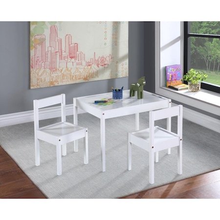 Kd Della 3 Piece Solid Wood Kids Table & Chair Set, White KD3534027
